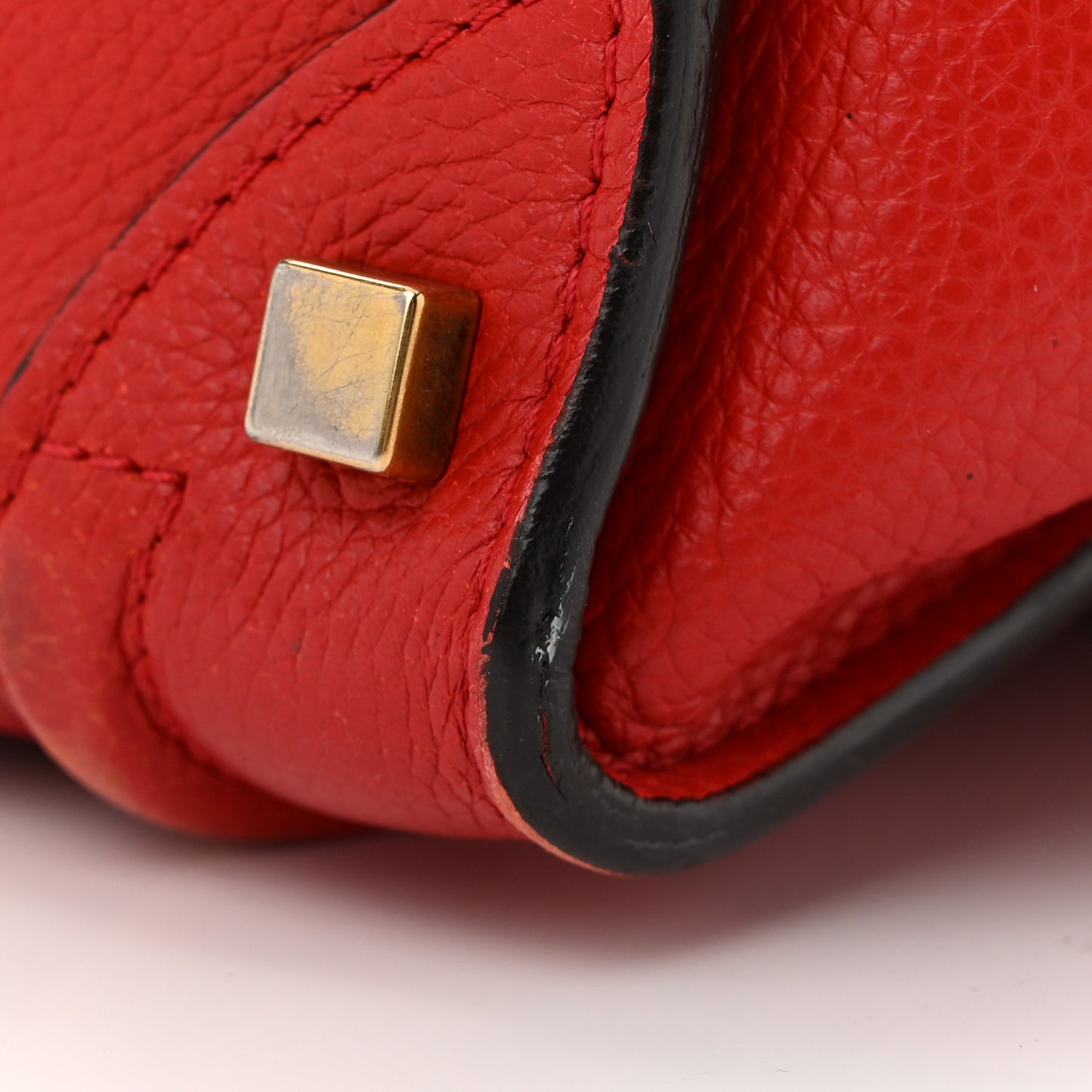 Drummed Calfskin Micro Luggage Red