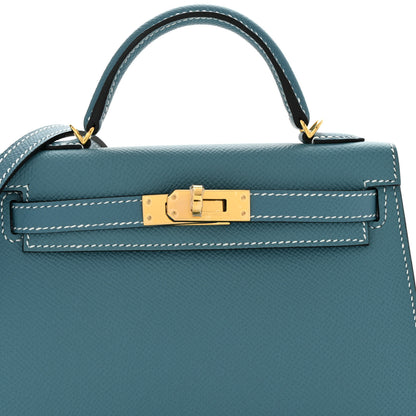 Hermes Epsom Mini Kelly Sellier 20 New Blue Jean 7 of 10