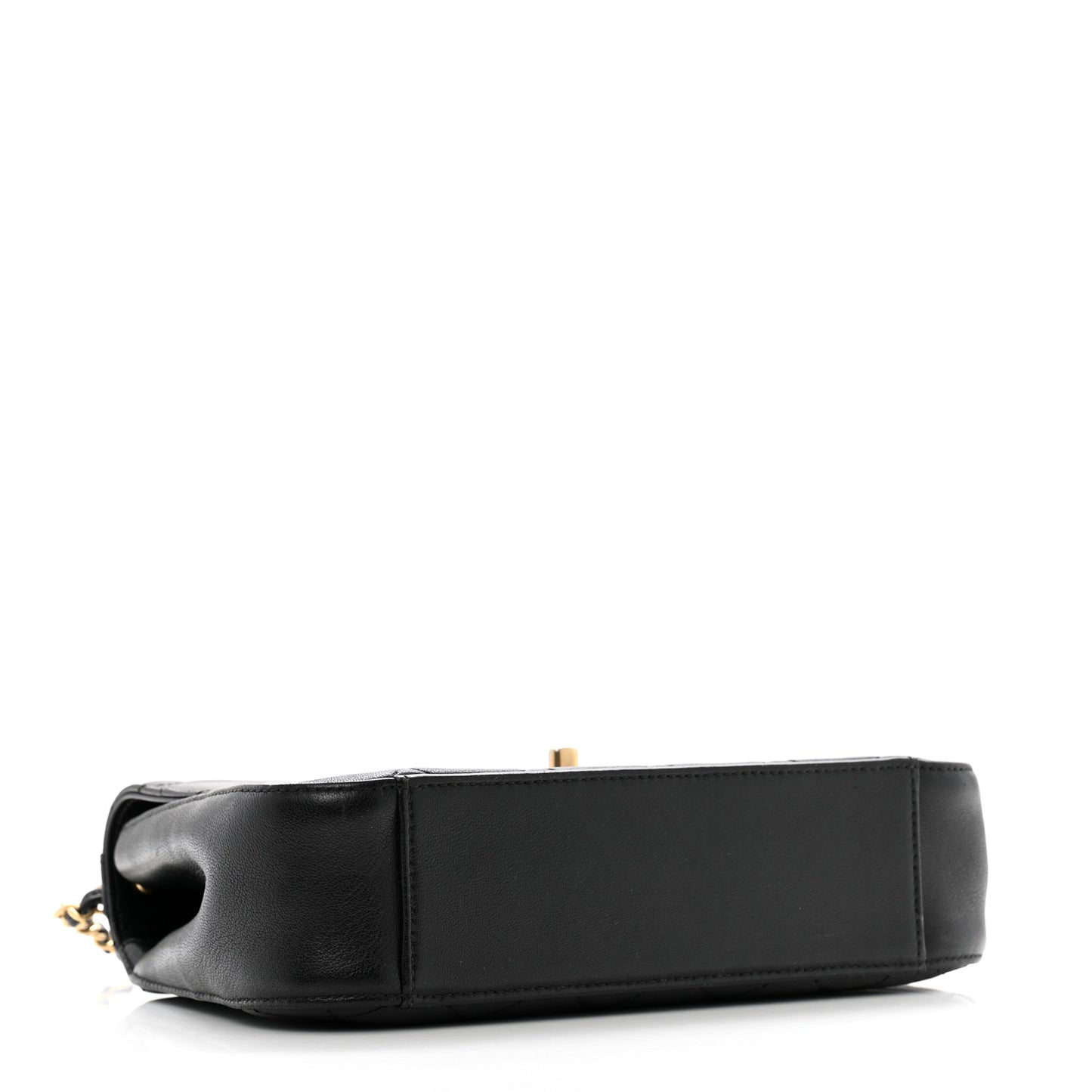 Lambskin Quilted Small Chain Infinity Top Handle Flap Black