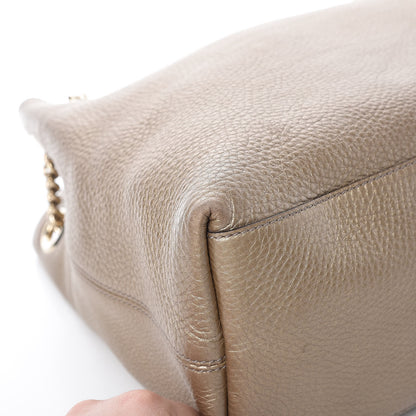 Gucci Metallic Pebbled Calfskin Medium Soho Chain Shoulder Bag Golden Beige 8 of 19
