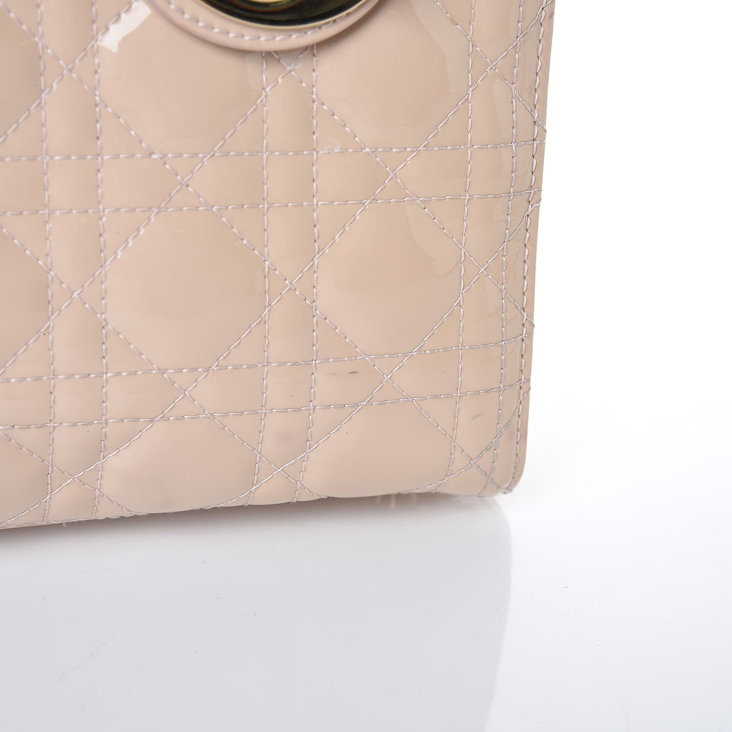 Patent Cannage Medium Lady Dior Beige