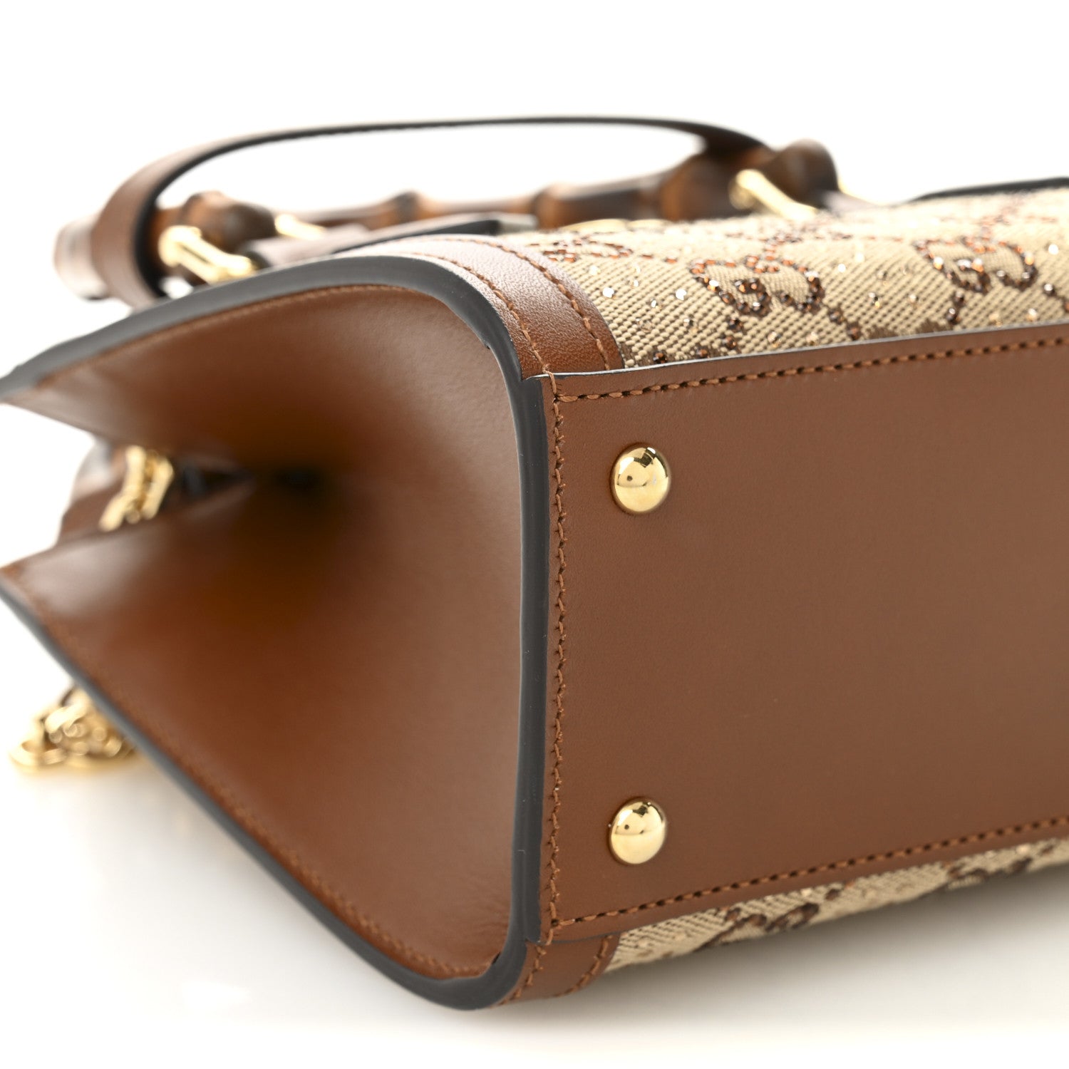 Gucci New Canvas Charisma Calfskin Crystal GG Monogram Mini Diana