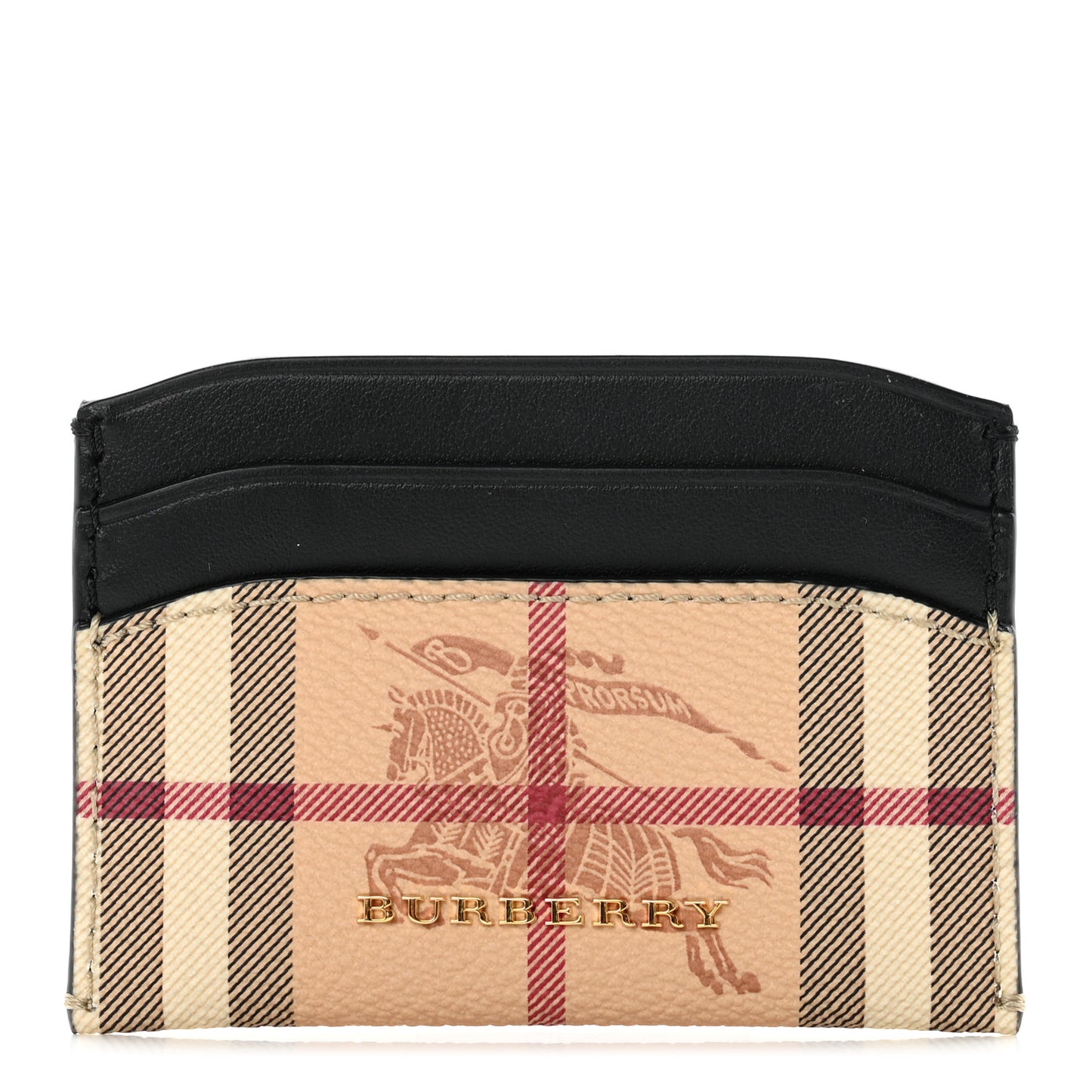 Soft Grain Calfskin Haymarket Check Izzy Card Case Black
