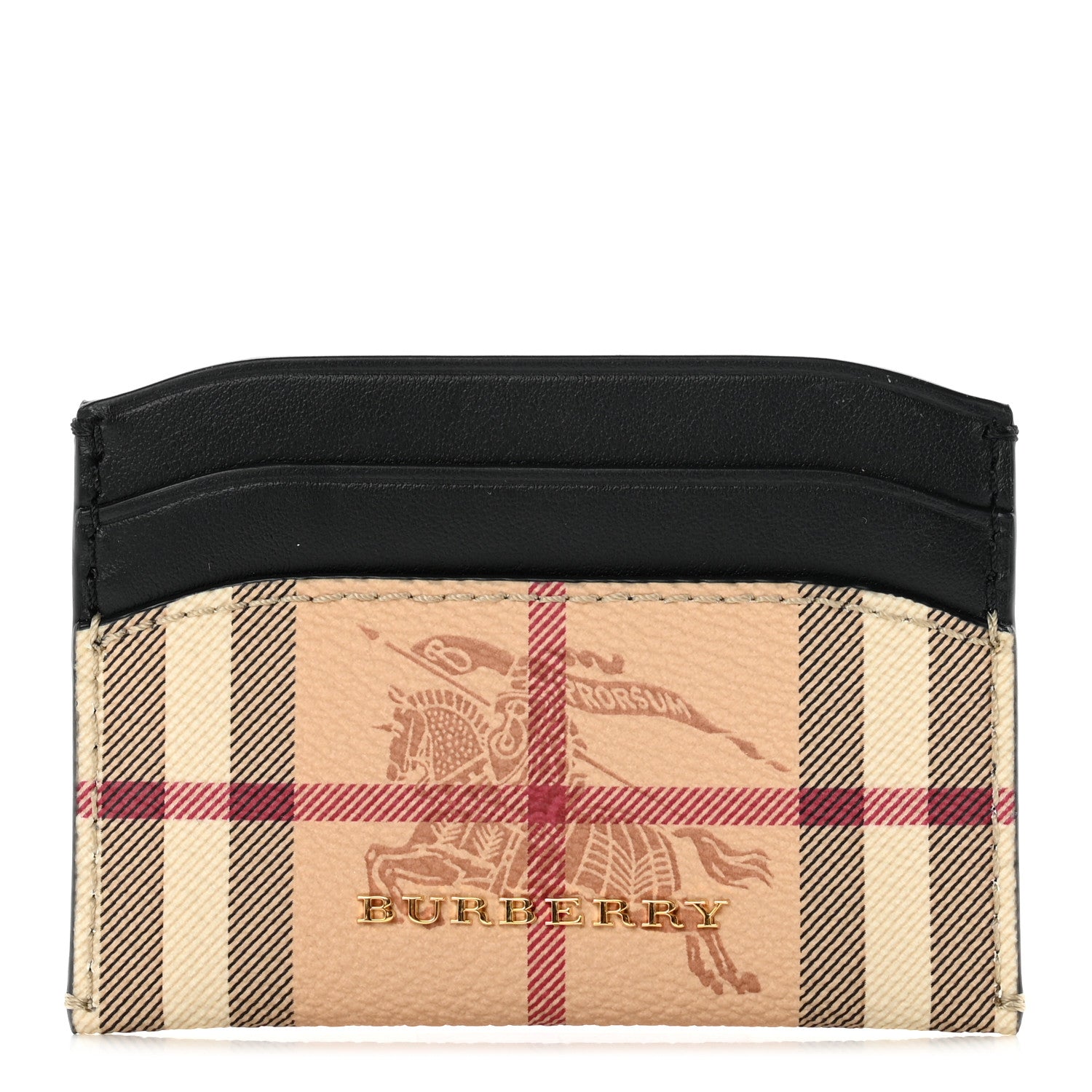 Burberry Soft Grain Calfskin Haymarket Check Izzy Card Case Black 1 of 7