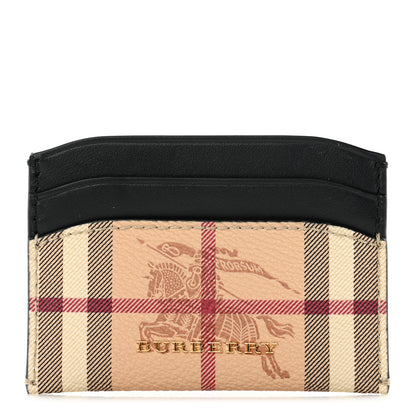 Burberry Soft Grain Calfskin Haymarket Check Izzy Card Case Black 1 of 7