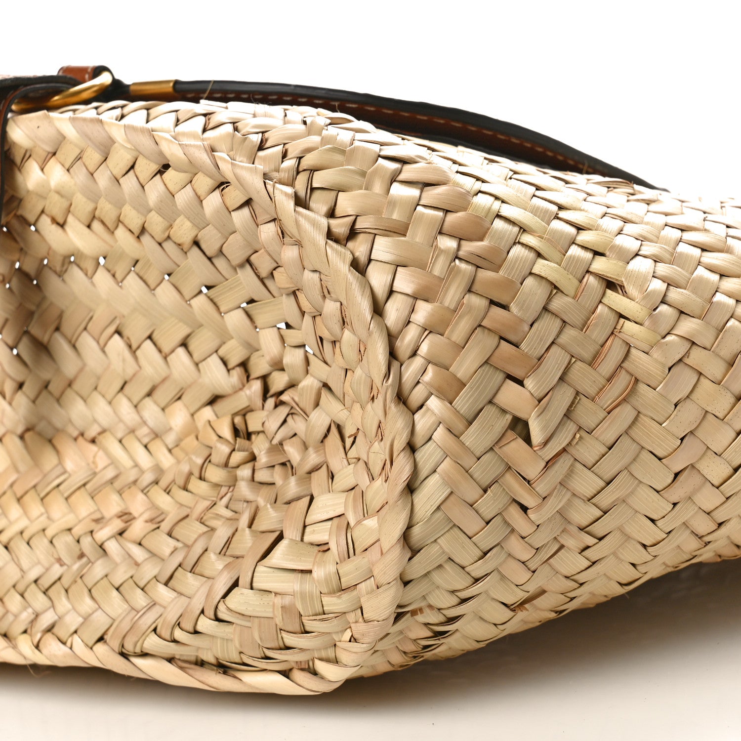 Chloe Raffia Small Grain Calfskin Medium Marcie Basket Tan 9 of 11