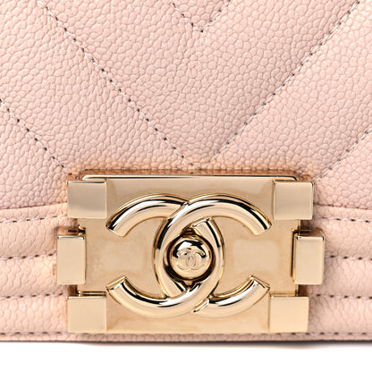 Chanel Caviar Chevron Quilted Small Boy Flap Light Pink 14 of 15