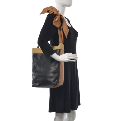 Celine Lambskin Calfskin Band Twisted Cabas Black 2 of 19