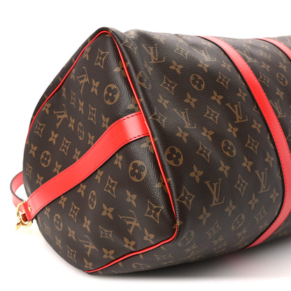 Louis Vuitton Calfskin Monogram Keepall Bandouliere 50 Coquelicot 8 of 9