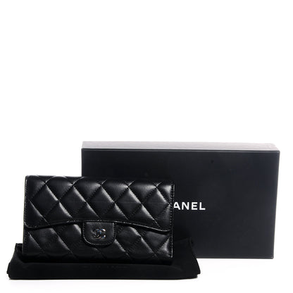 Chanel Lambskin Quilted Large Flap Wallet Black 5 of 9