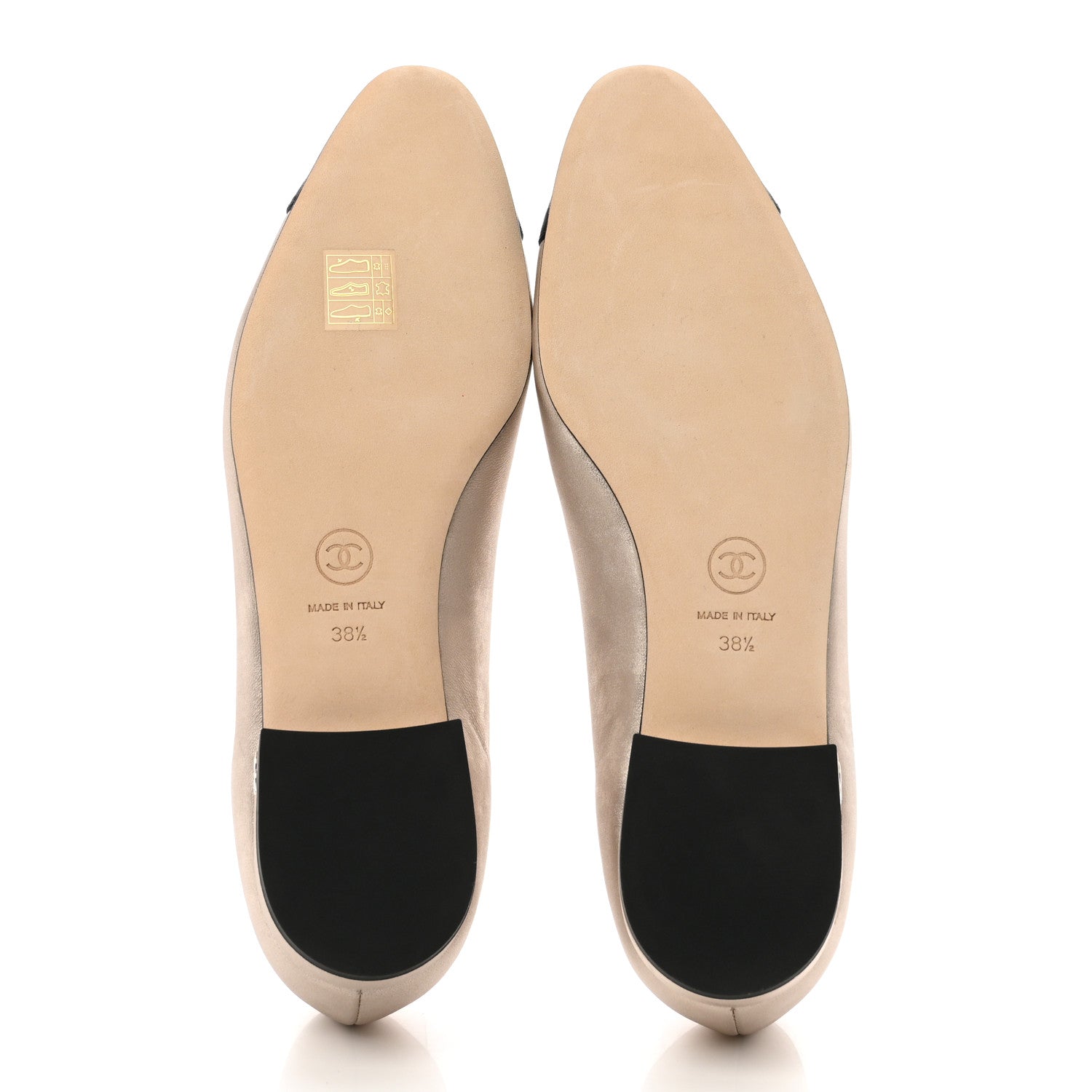 Chanel Laminated Lambskin Grosgrain Cap Toe CC Ballerina Flats 38.5 Copper Black 5 of 8