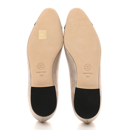 Chanel Laminated Lambskin Grosgrain Cap Toe CC Ballerina Flats 38.5 Copper Black 5 of 8