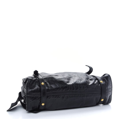Miu Miu Vitello Drawstring Bow Satchel Black 3 of 9