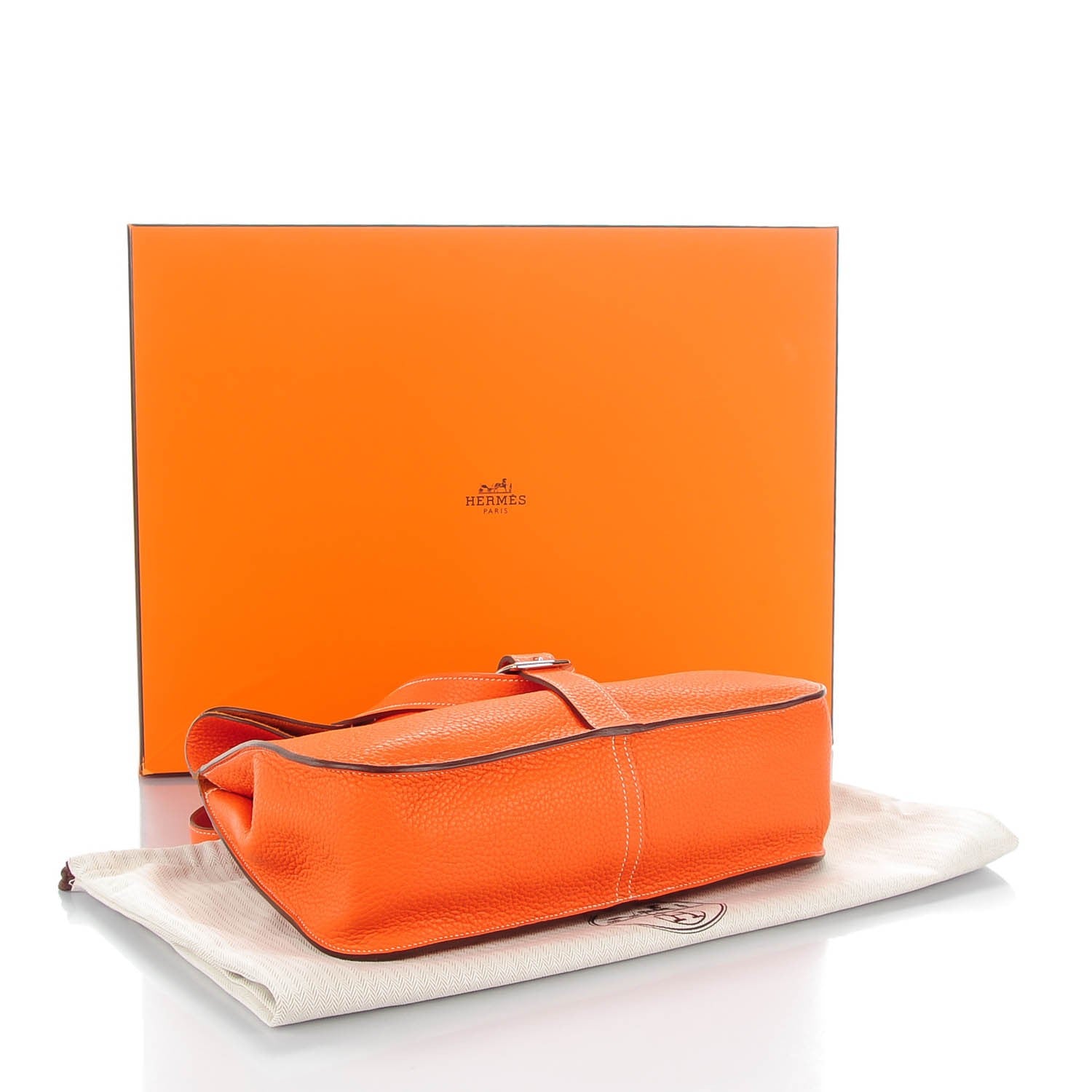 Hermes Taurillon Clemence Halzan 31 GM Orange 4 of 10