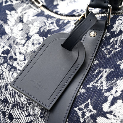 Louis Vuitton Monogram Tapestry Keepall Bandouliere 50 Bleu 10 of 11