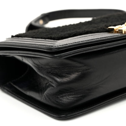 Chanel Shearling Sheepskin Medium Boy Flap Black 9 of 11
