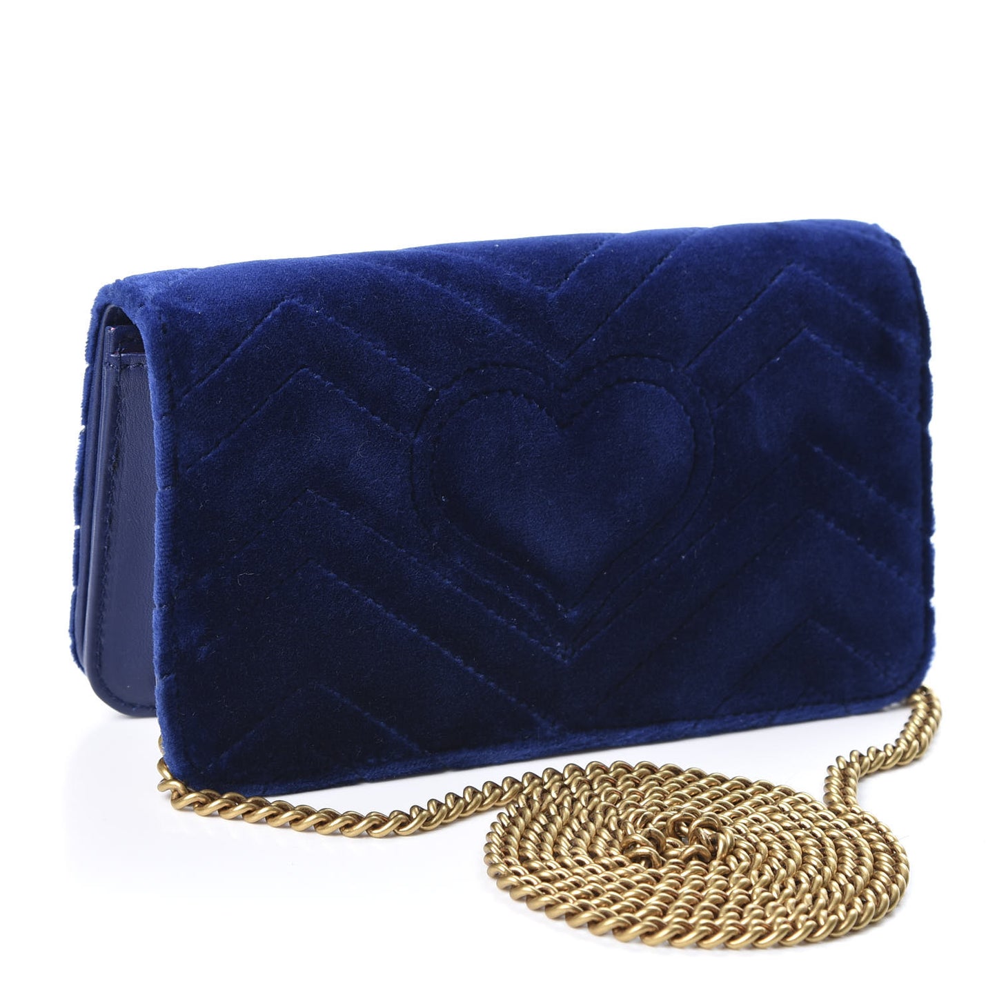 Velvet Matelasse GG Marmont Mini Bag Cobalt Blue