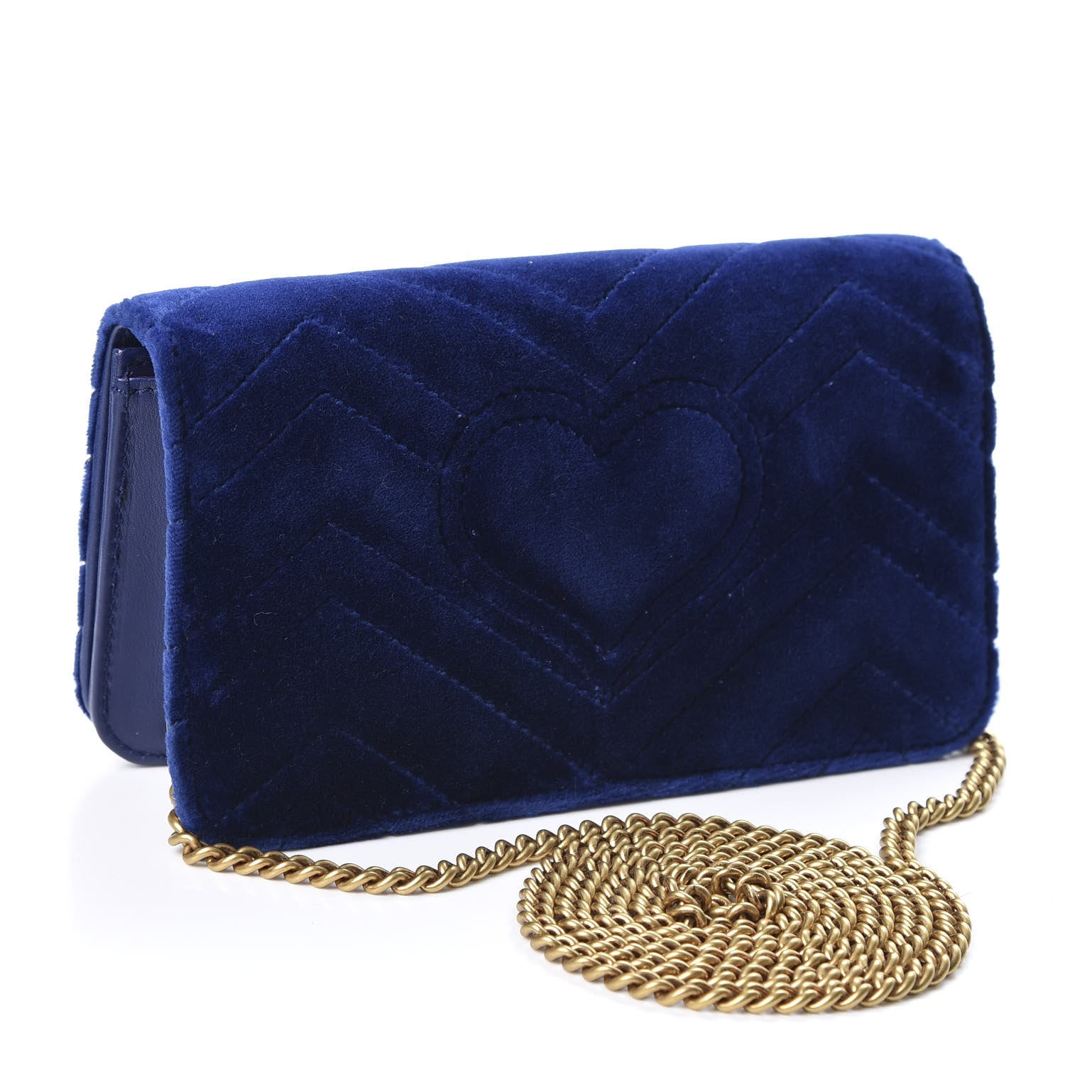 Gucci Velvet Matelasse GG Marmont Mini Bag Cobalt Blue 2 of 9