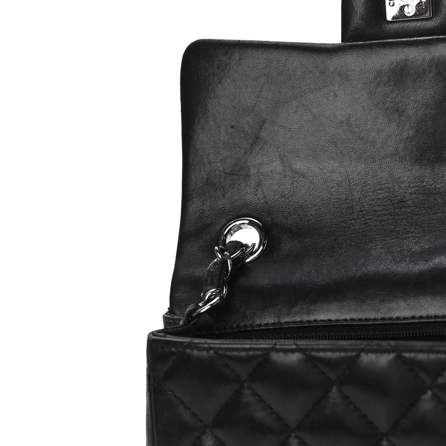 Lambskin Quilted Valentine Charms Mini Rectangular Flap Black