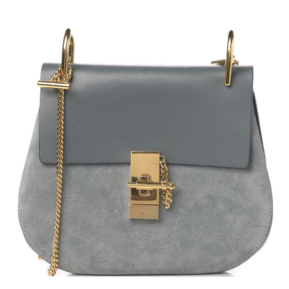 Chloe Suede Smooth Calfskin Drew Shoulder Bag Cloudy Blue 1 of 10