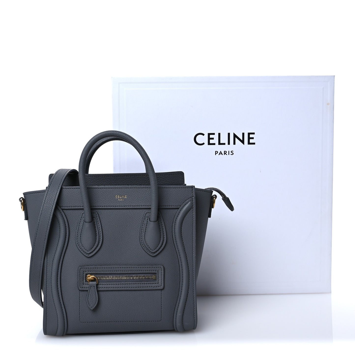Drummed Calfskin Nano Luggage Kohl