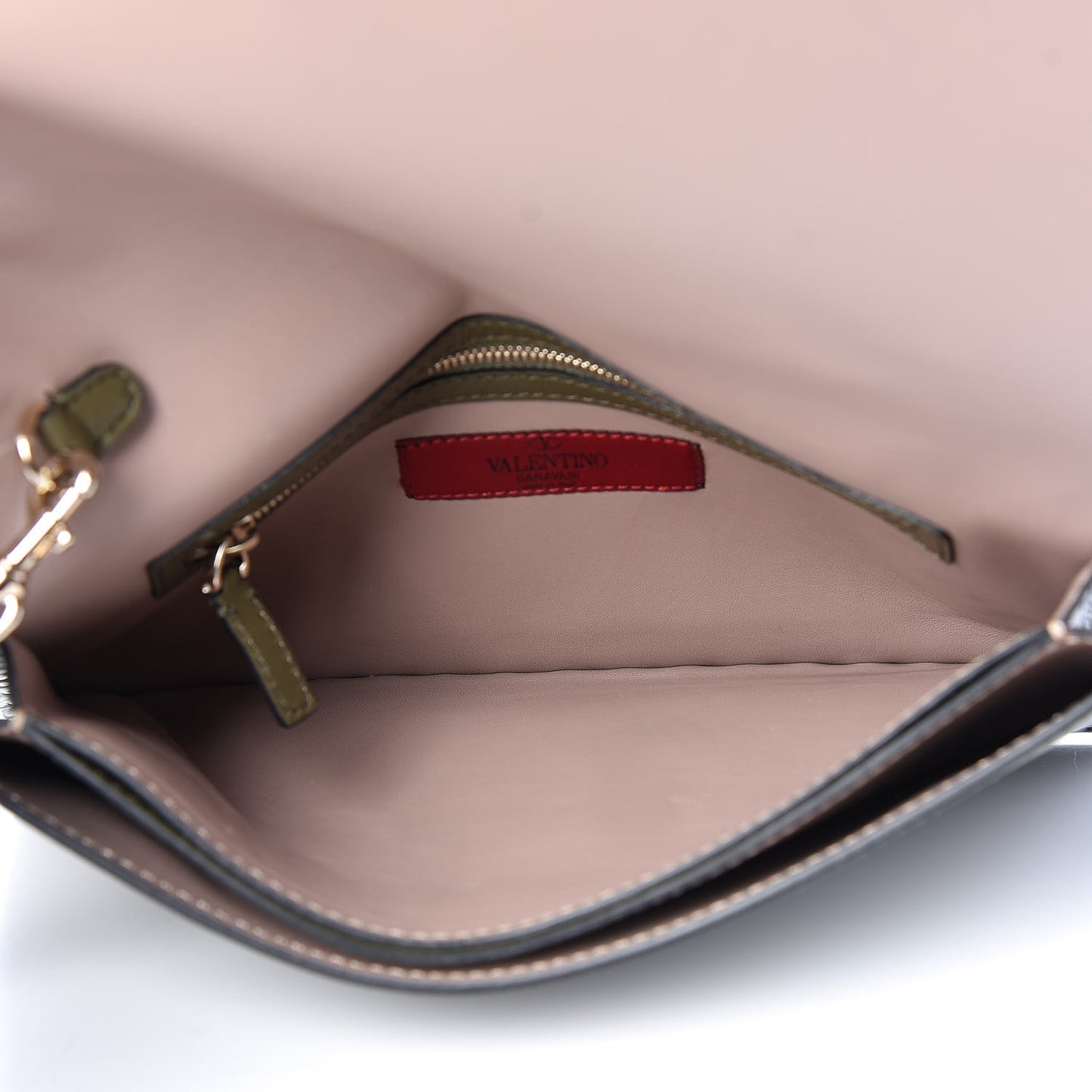 Nappa Rockstud Wristlet Clutch Army Green