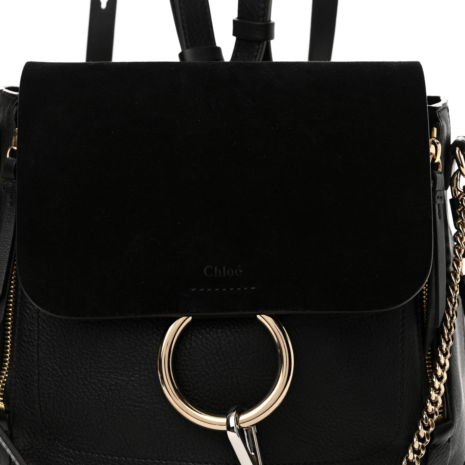 Chloe Suede Calfskin Medium Faye Backpack Black 7 of 10