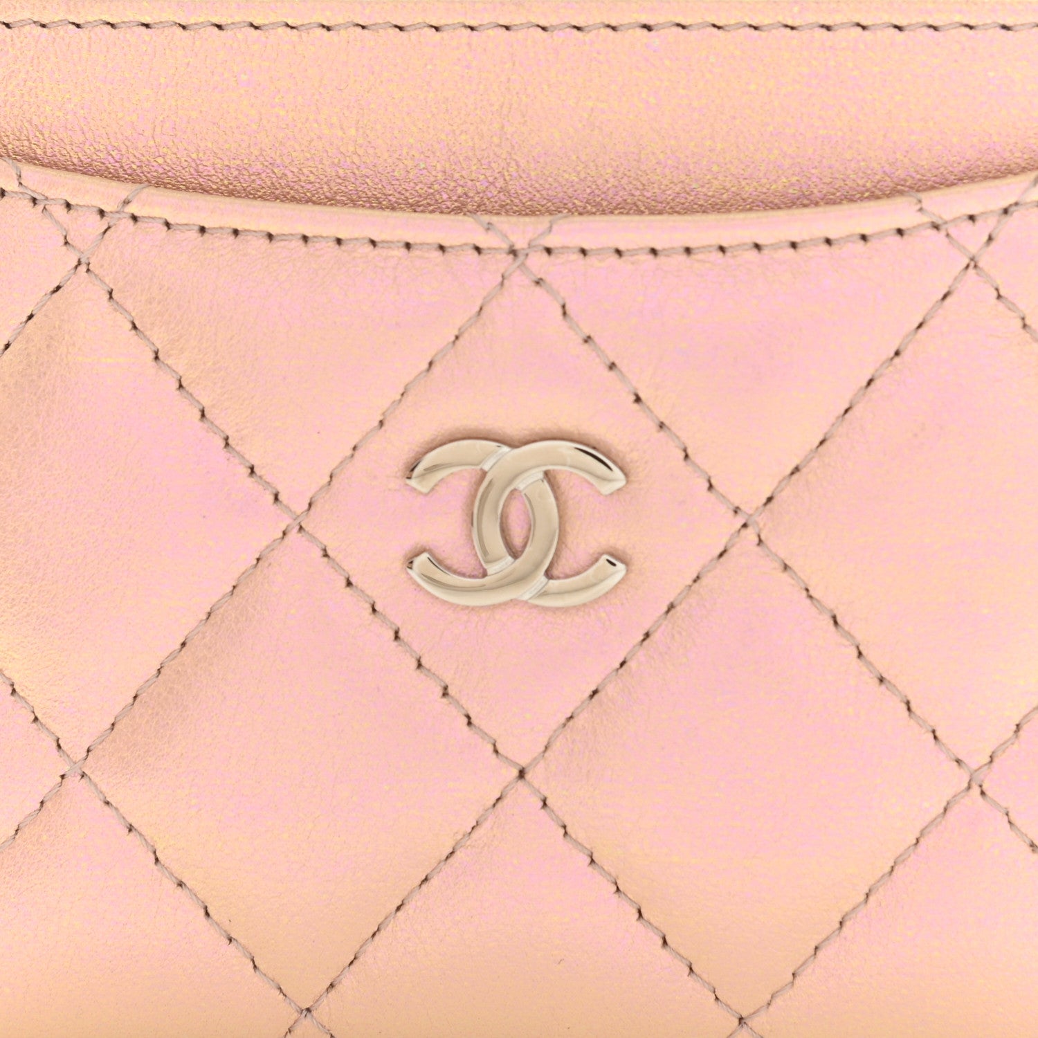 Chanel Iridescent Calfskin Quilted Card Holder Pink 9 of 12