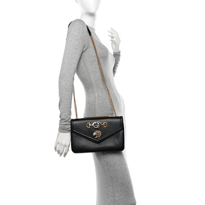 Gucci Vitello Palmellato Lux Crystal Medium Rajah Shoulder Bag Black 2 of 13