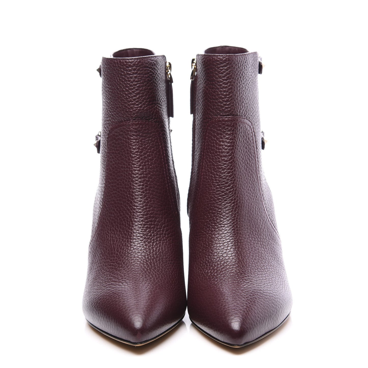 Pebbled Calfskin Rockstud 70mm Ankle Boots 40 Rubin