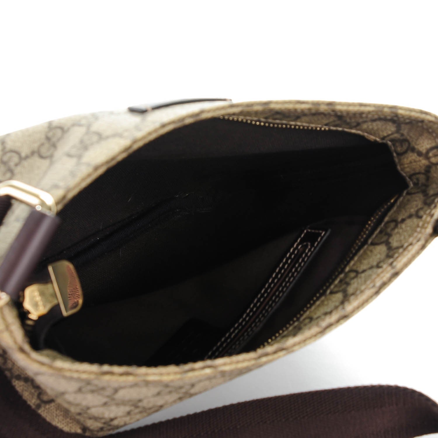 Gucci GG Supreme Monogram Small Flat Messenger Bag Dark Brown 5 of 7