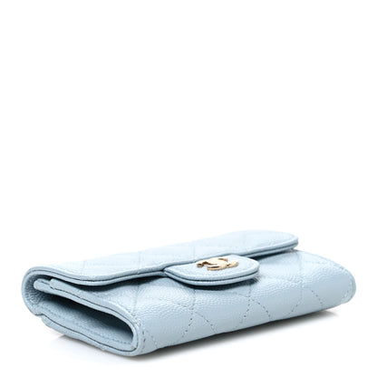 Chanel Caviar Quilted Flap Card Holder Wallet Light Blue 4 of 10
