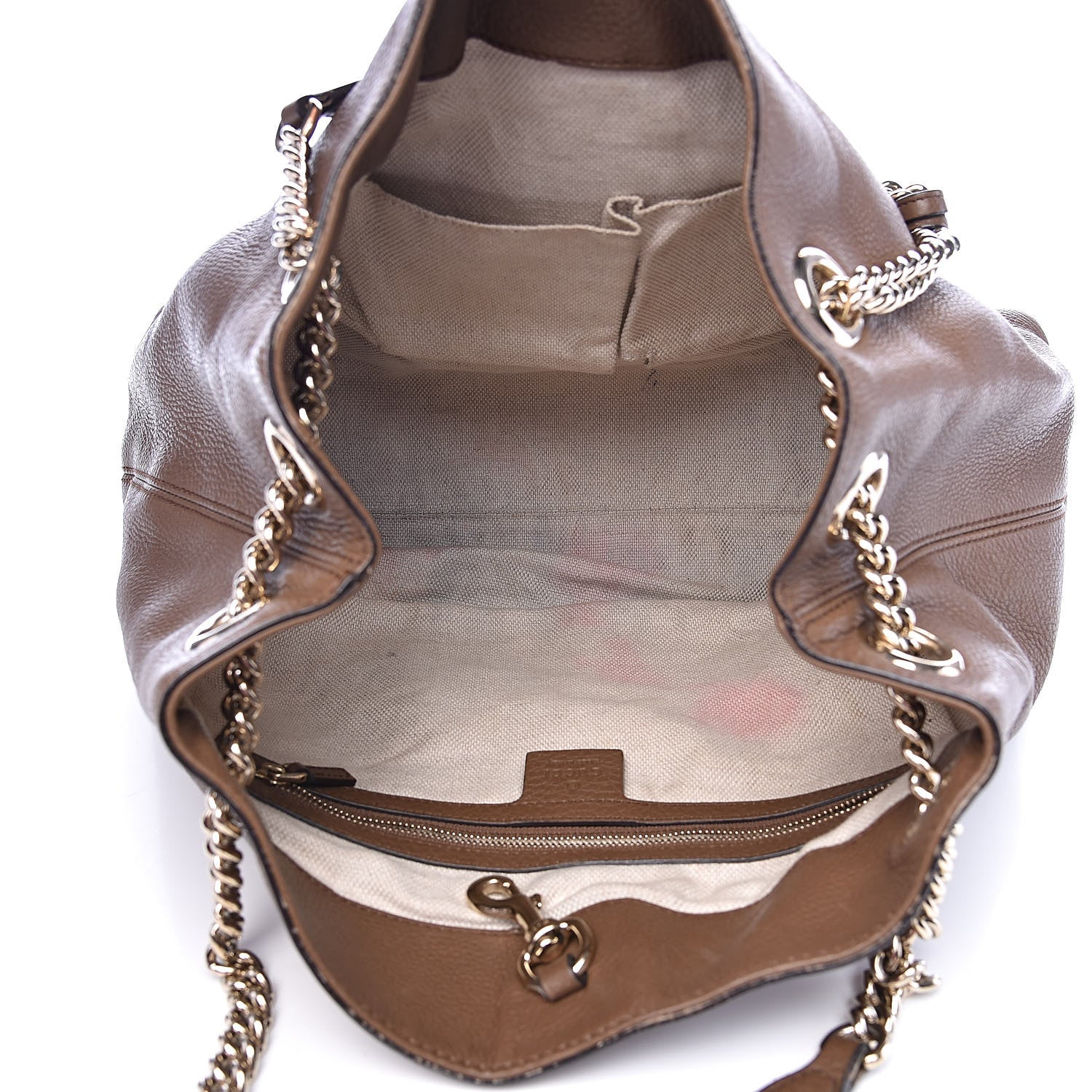 Gucci Pebbled Calfskin Medium Soho Chain Shoulder Bag Maple Brown 5 of 16