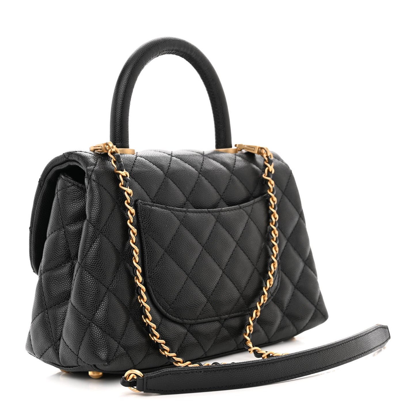 Caviar Quilted Mini Coco Handle Flap Black