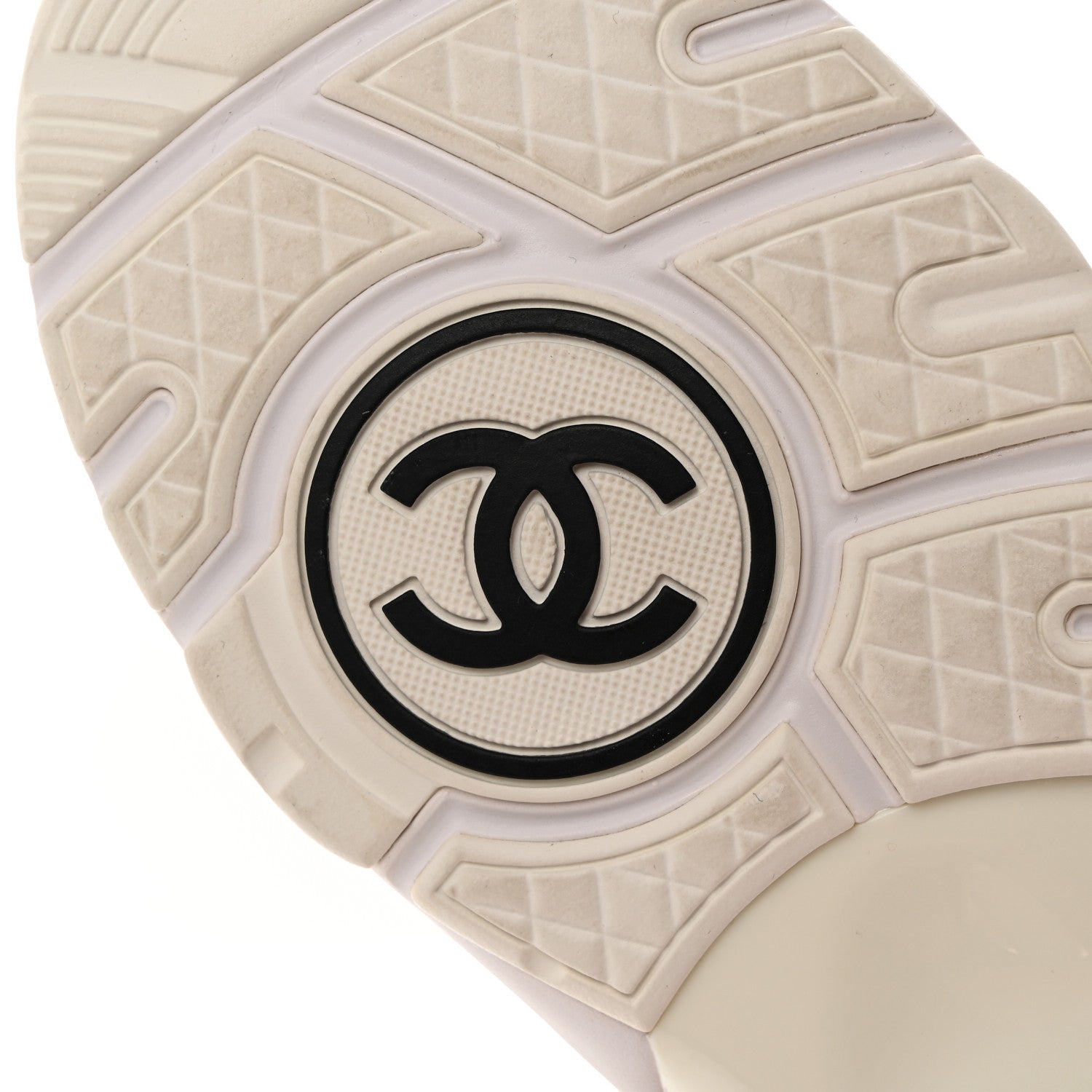 Chanel Suede Calfskin Fabric CC Sneakers 37 White 6 of 10