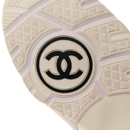 Chanel Suede Calfskin Fabric CC Sneakers 37 White 6 of 10