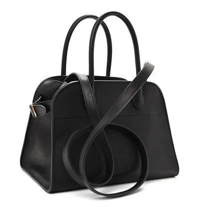 The Row Polished Saddle Calfskin Soft Margaux 10 Bag Black 3 of 10