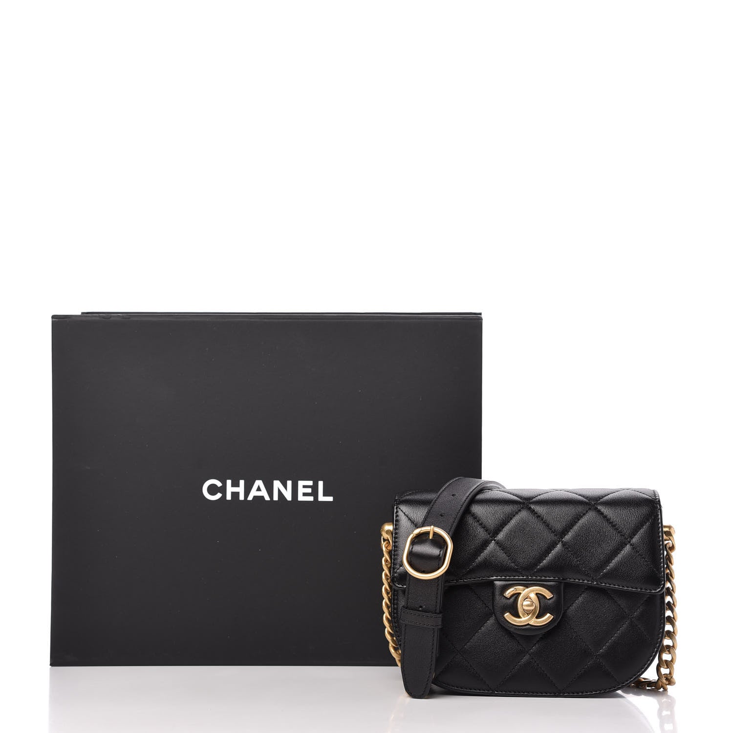 Chanel Calfskin Quilted Moon Messenger Black 11 of 12