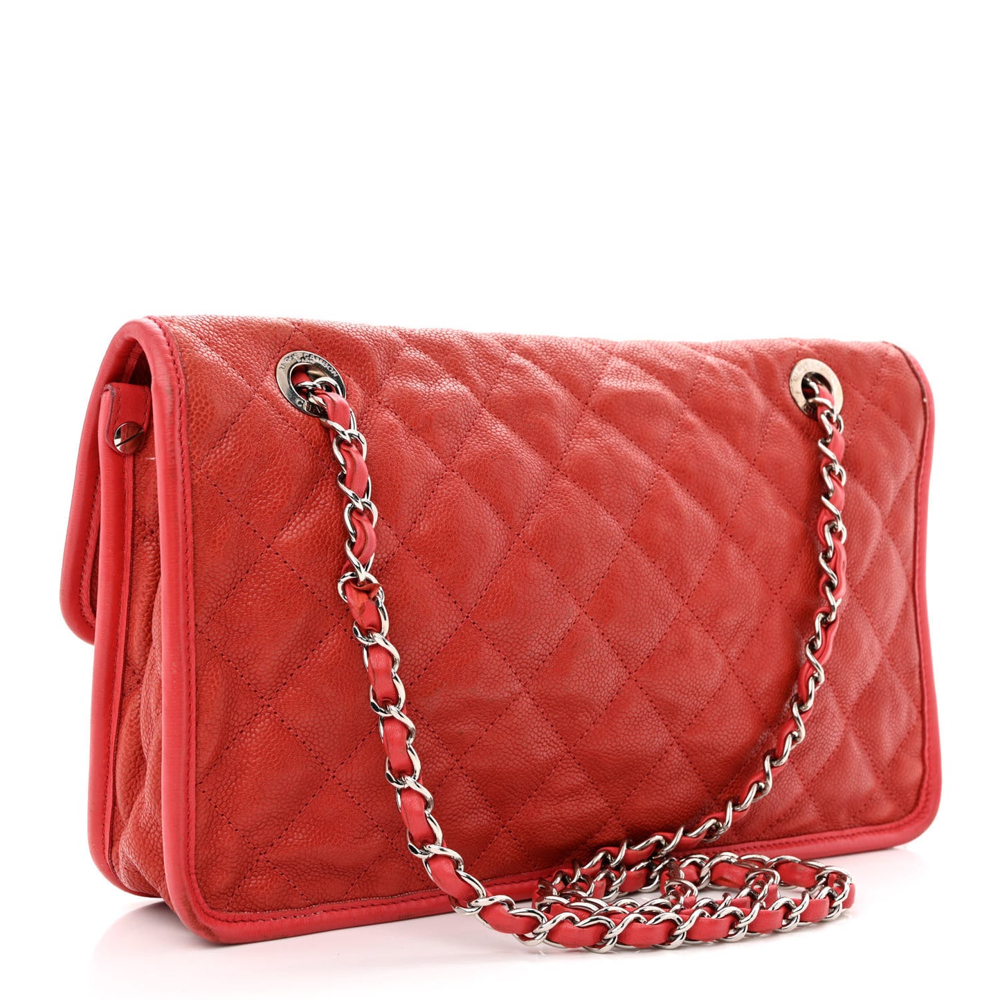 Caviar Quilted Medium French Riviera Flap Red