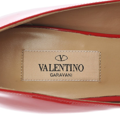 Valentino Garavani Patent Couture Bow Peep Toe Low Heel Pumps 37.5 Rosso Valentino 7 of 9