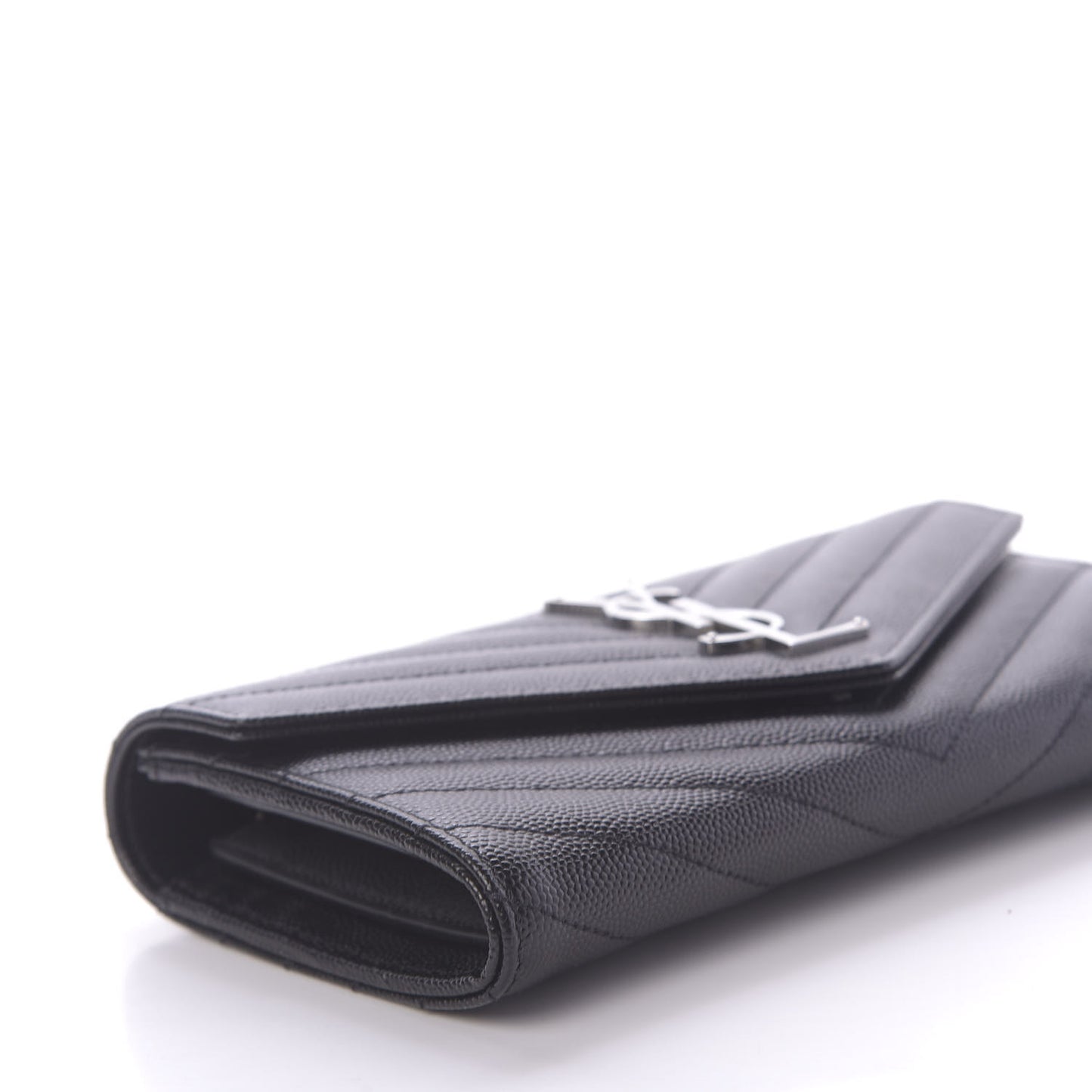 Grain De Poudre Matelasse Chevron Monogram Flap Wallet Black