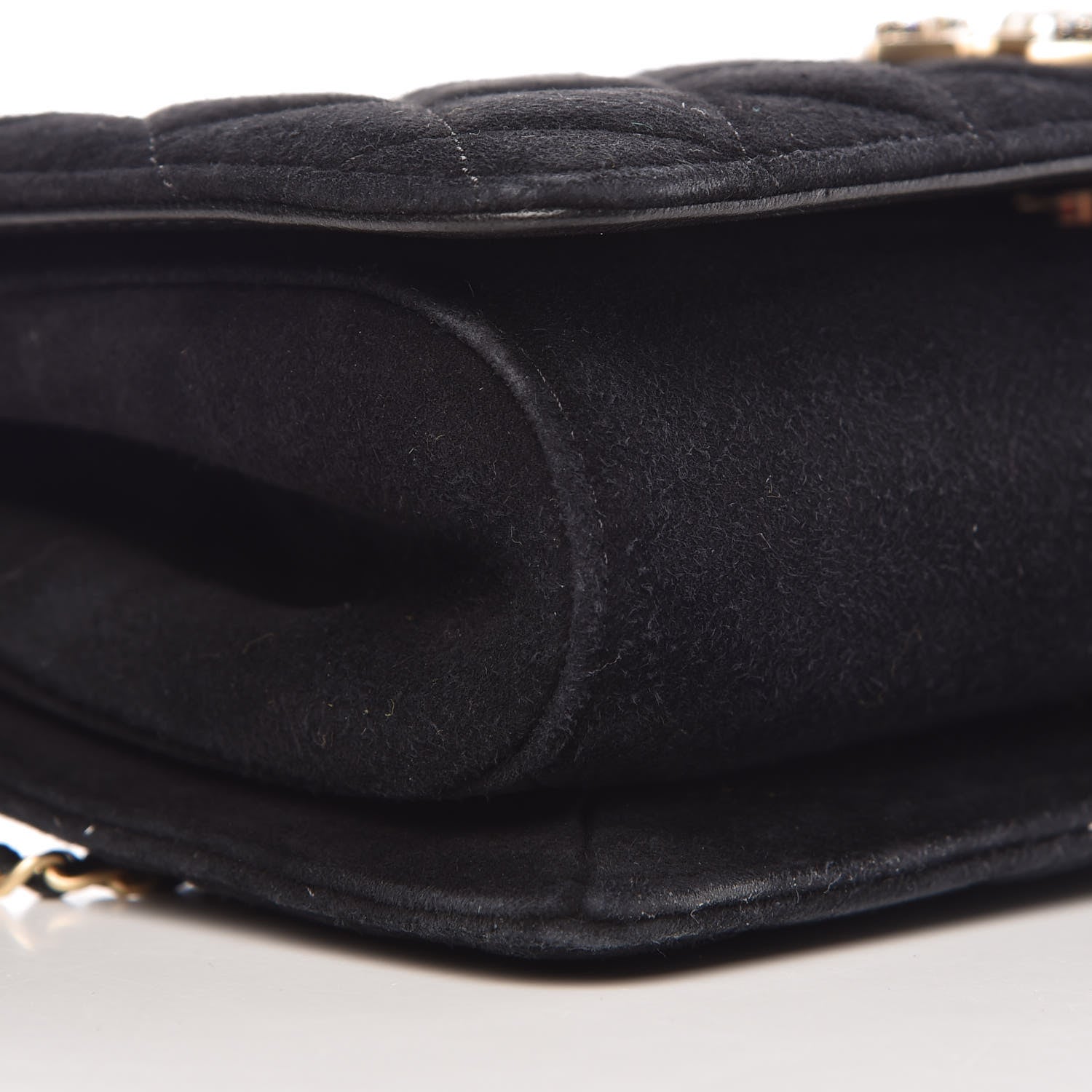 Chanel Suede Quilted Crystal Pearl CC Flap Black 9 of 10
