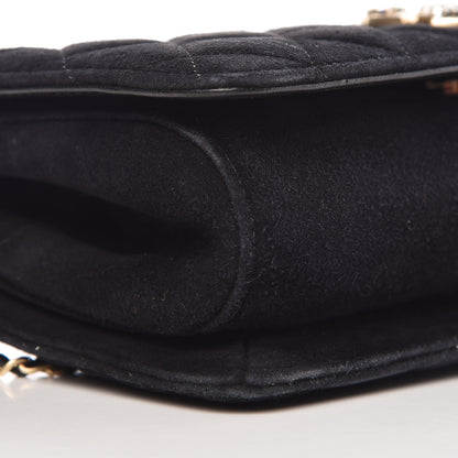 Chanel Suede Quilted Crystal Pearl CC Flap Black 9 of 10