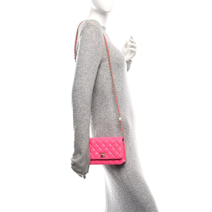 Chanel Caviar Quilted Glitter CC Roller Skate Wallet on Chain WOC Pink 2 of 11