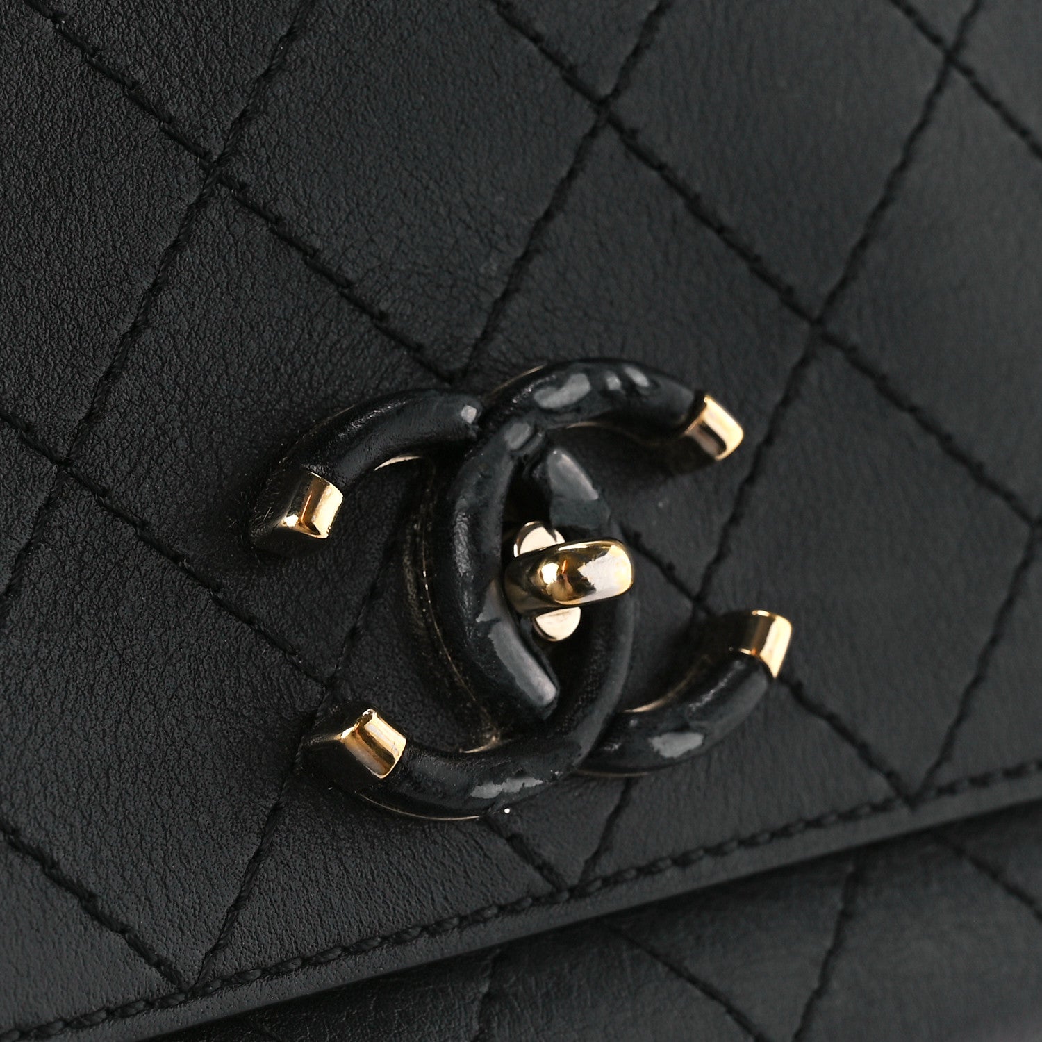 Chanel Calfskin Stitched Medium Covered CC Flap Bag Black 15 of 15