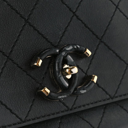 Chanel Calfskin Stitched Medium Covered CC Flap Bag Black 15 of 15