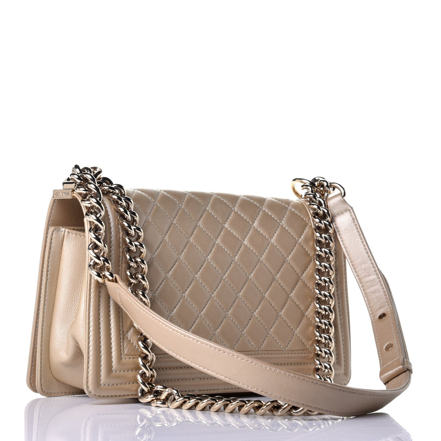 Chanel Metallic Caviar Quilted Medium Boy Flap Light Gold 3 of 11