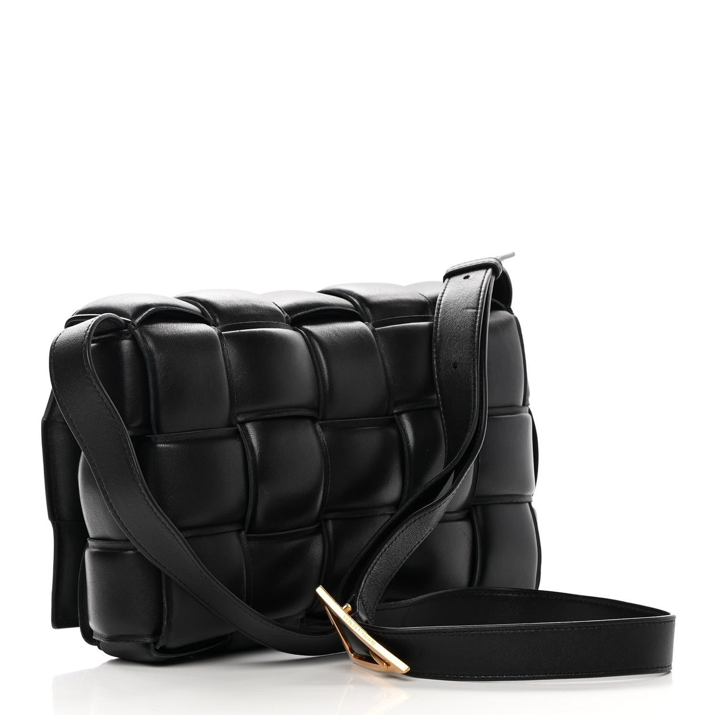 Nappa Maxi Intreccio Padded Cassette Crossbody Bag Black