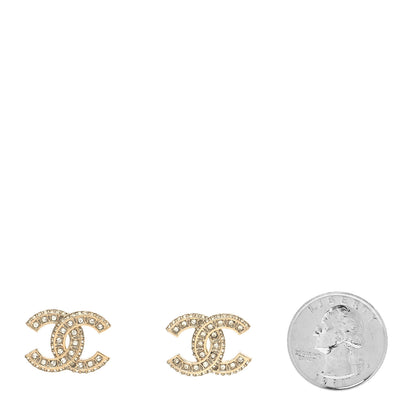 Chanel Crystal Timeless CC Earrings Light Gold 2 of 4