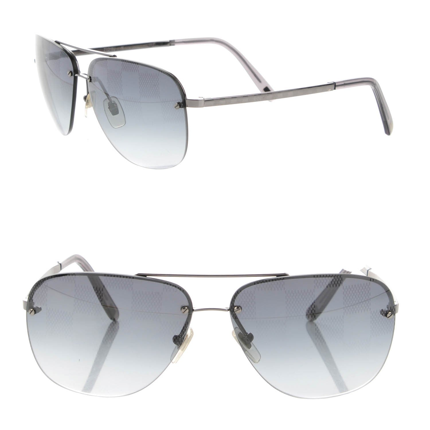 Louis Vuitton Damier Socoa Aviator Sunglasses Z0216U Silver 1 of 6